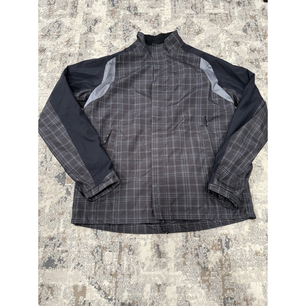 SUNICE TYPHOON Gray Black Plaid Poly Golf Full Zip Jacket‎ Size Medium